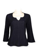 Bell shape 3/4 sleeve blouse -plain black