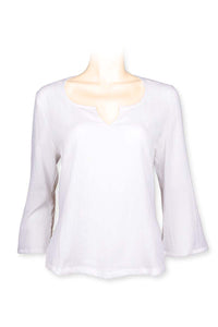 Bell shape 3/4 sleeve blouse -solid white