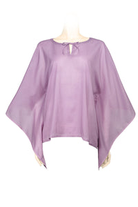 Short Kaftan style top made of cotton voile - hip length - light purple