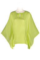 Short Kaftan style top made of cotton voile - hip length - lime green