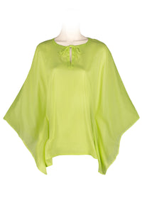 Short Kaftan style top made of cotton voile - hip length - lime green