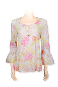 Blouse Irena: 100% cotton voile - printed - flower print - sales