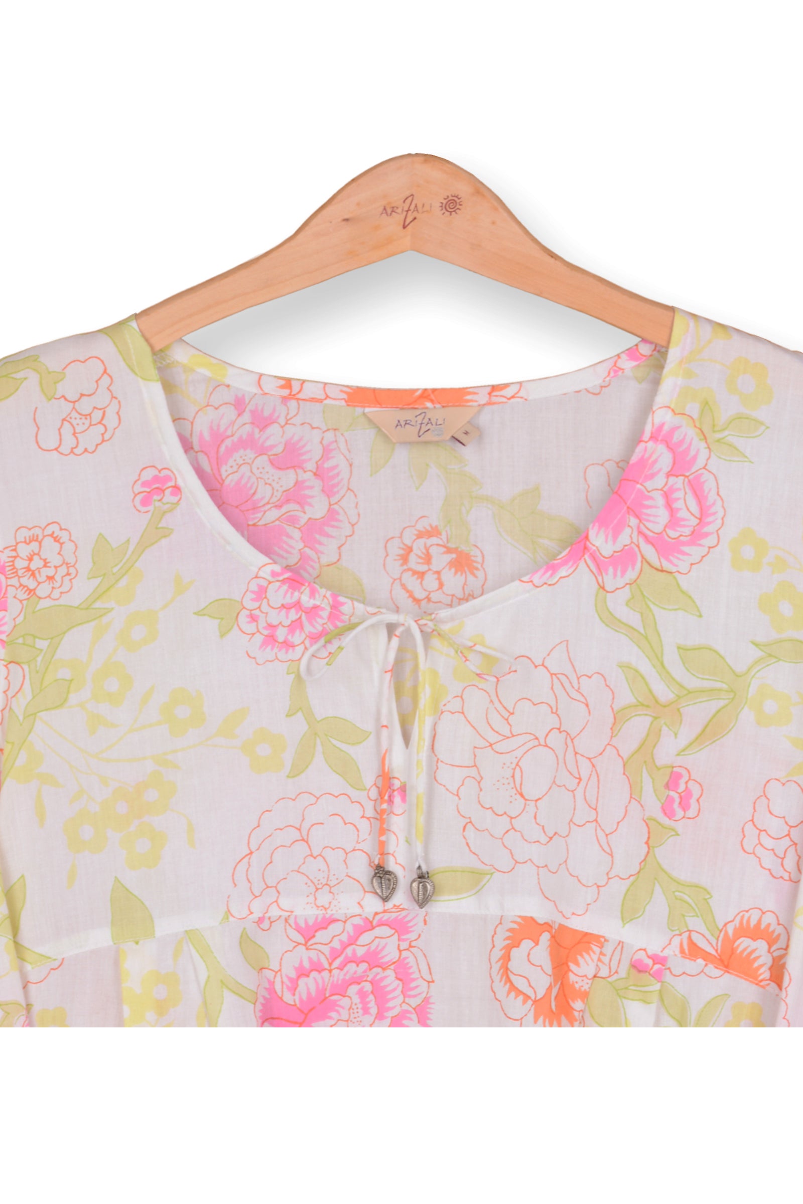 Blouse Irena: 100% cotton voile - printed - flower print - collar