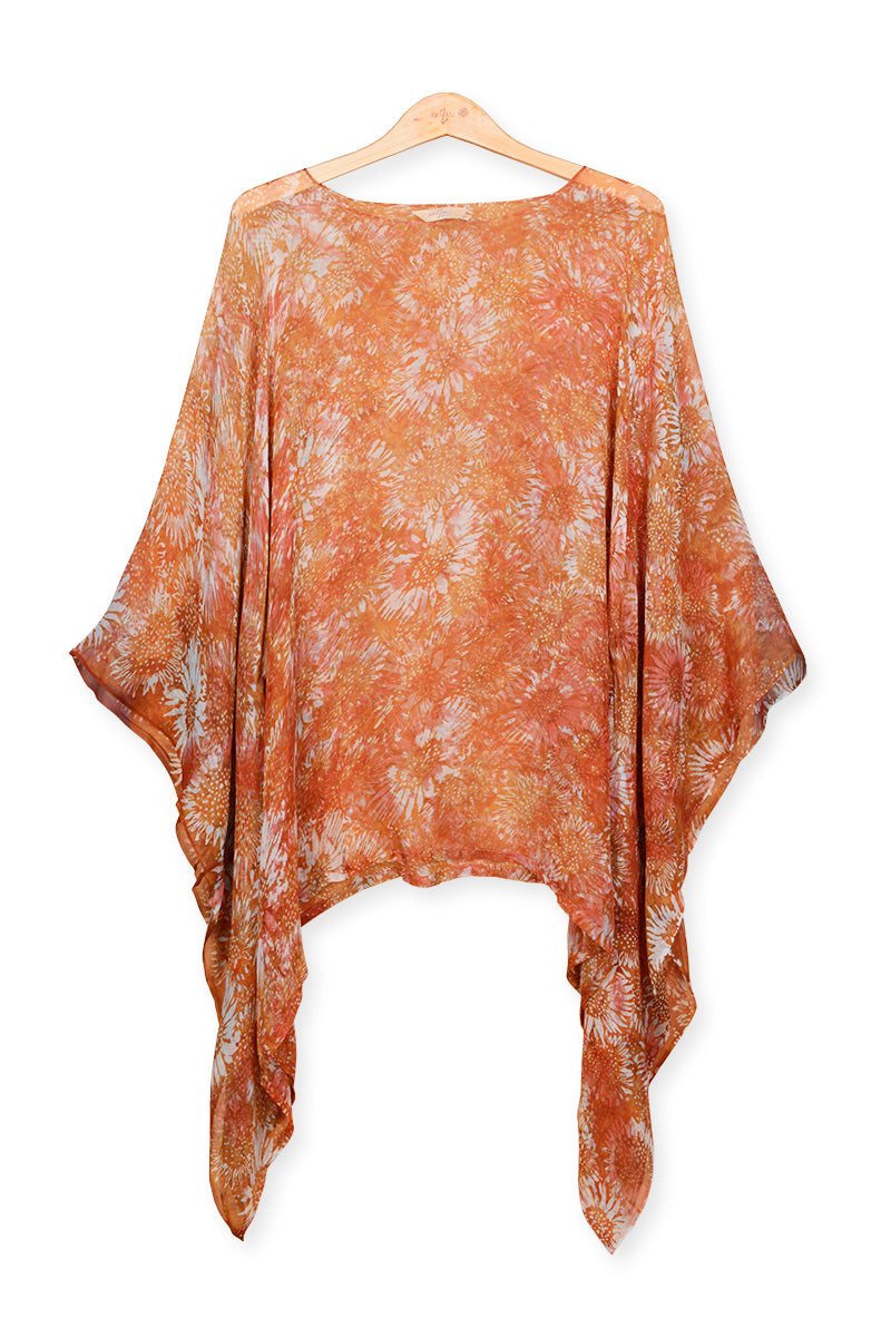 Kaftan printed batik - see through chiffon silk