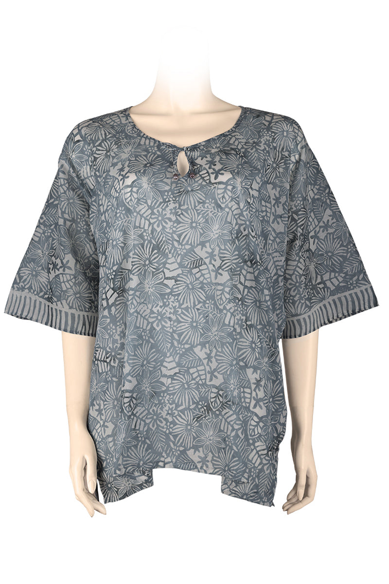 Katan top butterfly 100% cotton voile - light grey - batik printed