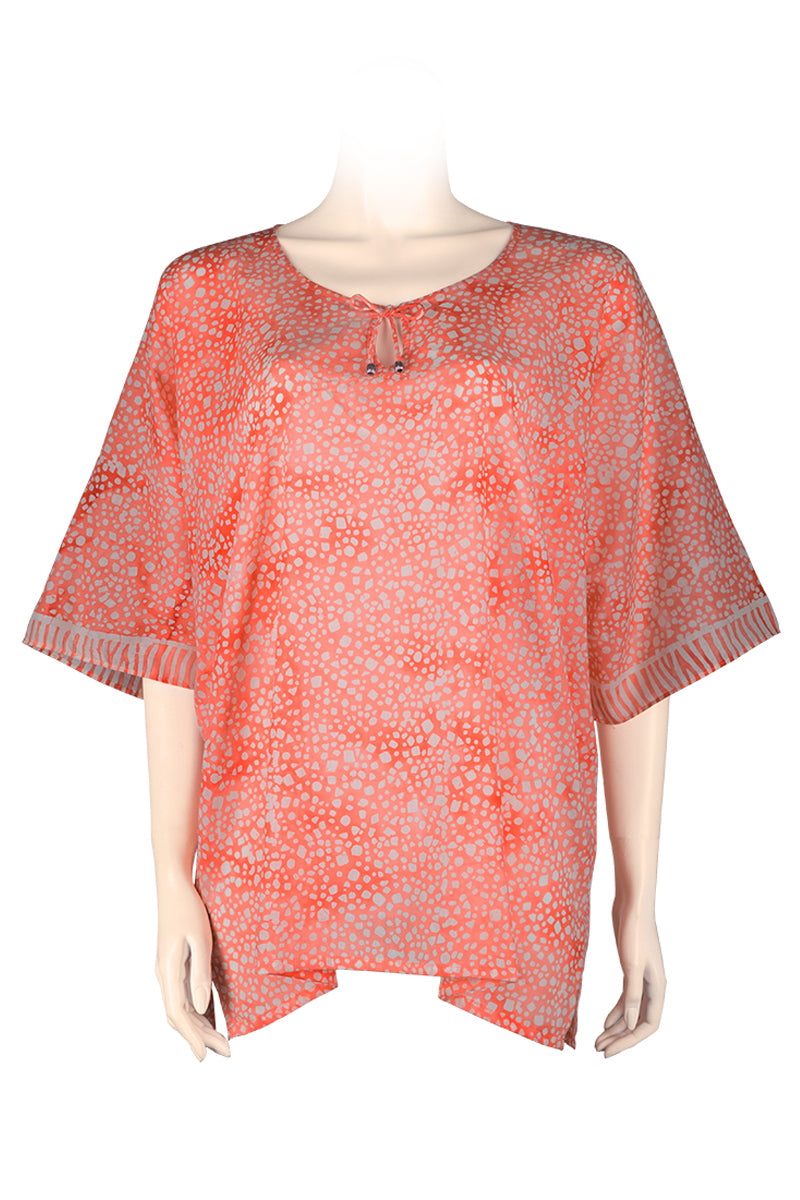 Katan top butterfly 100% cotton voile - orange - batik printed