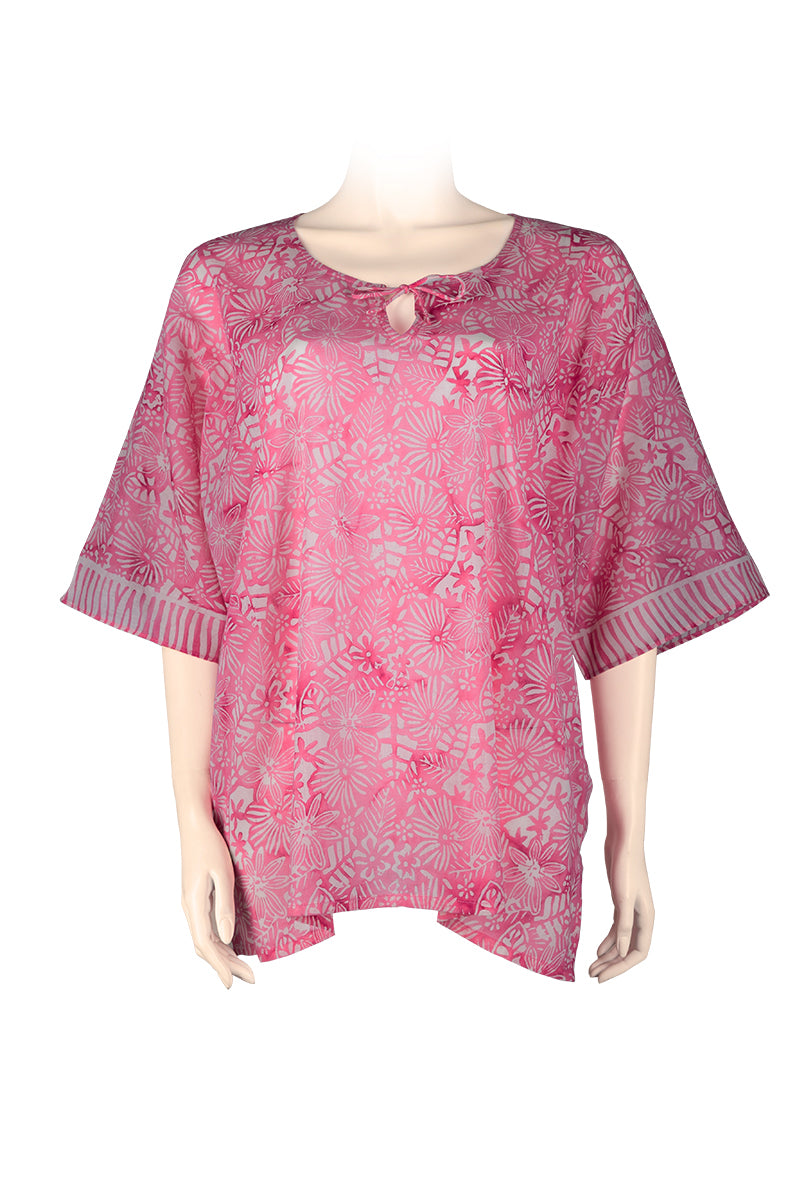 Katan top butterfly 100% cotton voile - pink -batik printed