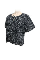 Short top kaftan style cotton - printed batik by hand - black & white print