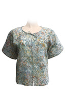 Kaftan short top - 100% cotton- printed batik -light green print