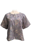 Kaftan short top - 100% cotton- printed batik -lilac flowers print