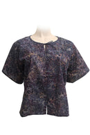 Kaftan short top - 100% cotton- printed batik -purple leaves print