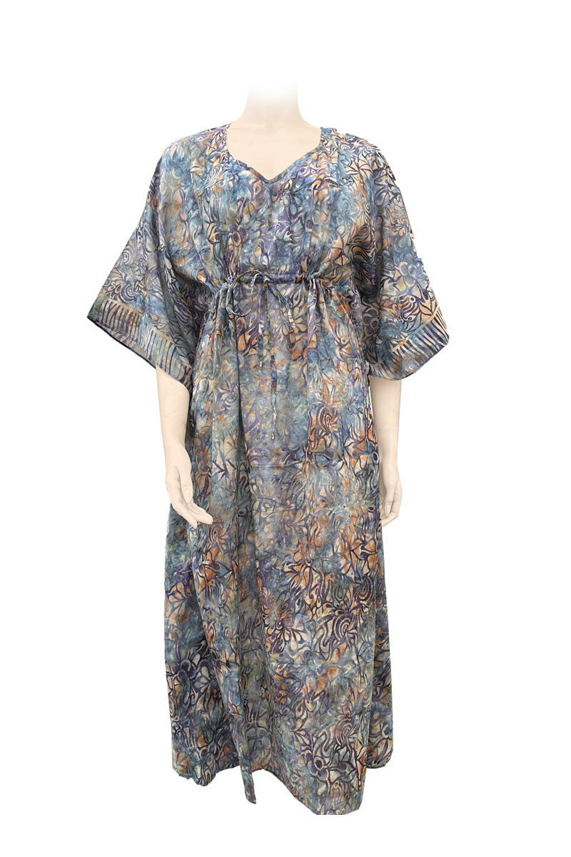 Kaftan-dress Kate 100% cotton printed batik grey tones