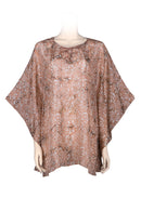 Kaftan top silk habotai printed batik -roses design