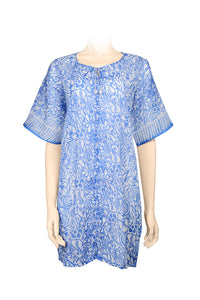 Short dress batik kaftan style -sky blue-white