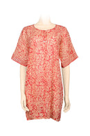 Short dress batik kaftan style -orange flowers