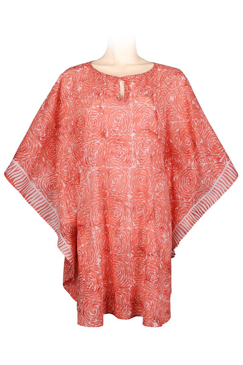 Kaftan knee length batik -100% cotton voile -orange