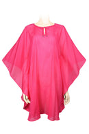 Knee length kafta - cotton voile plain - fuschia pink