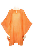 Knee length kafta - cotton voile plain - orange