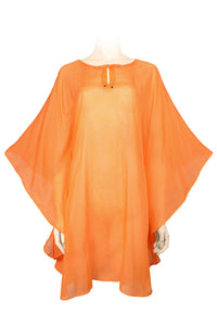 Knee length kafta - cotton voile plain - orange