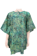 Sun dress kaftan style batik green flowers NO BORDERS