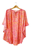 Sun dress kaftan style batik pink and orange  print