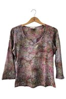 Cotton blouse batik key collar- 3/4 sleeve