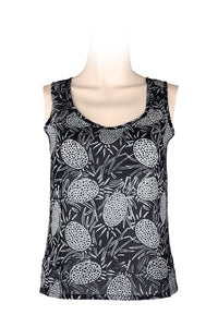 sleeveless top batik-100% cotton-black & white coco
