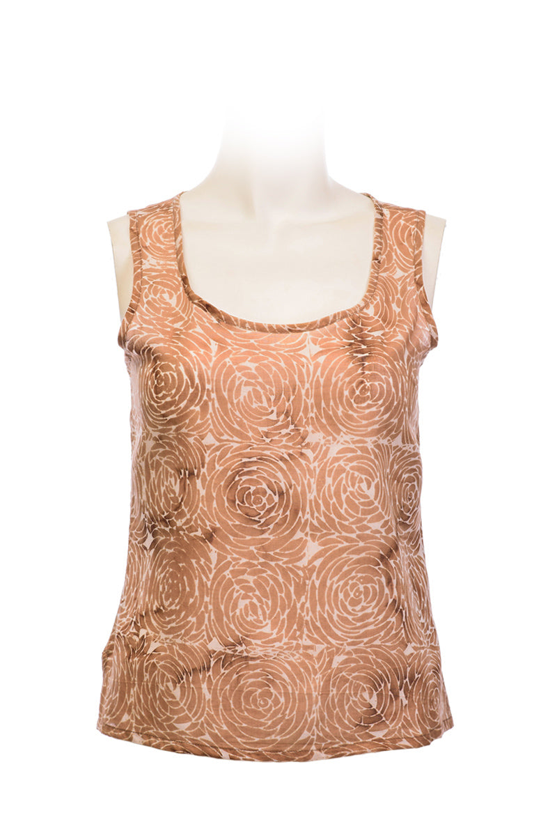 sleeveless top batik-100% cotton-beige
