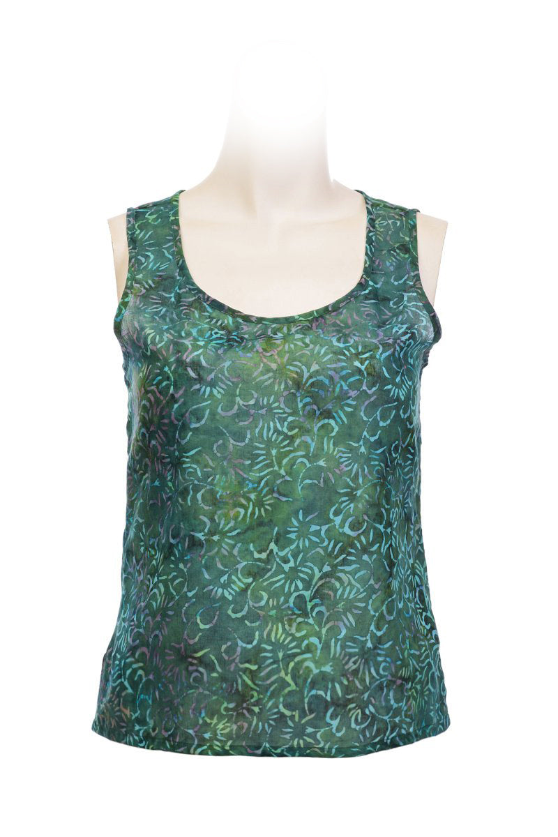 sleeveless top batik-100% cotton-emerald blue
