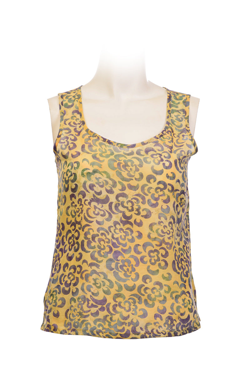 sleeveless top batik-100% cotton-yellow
