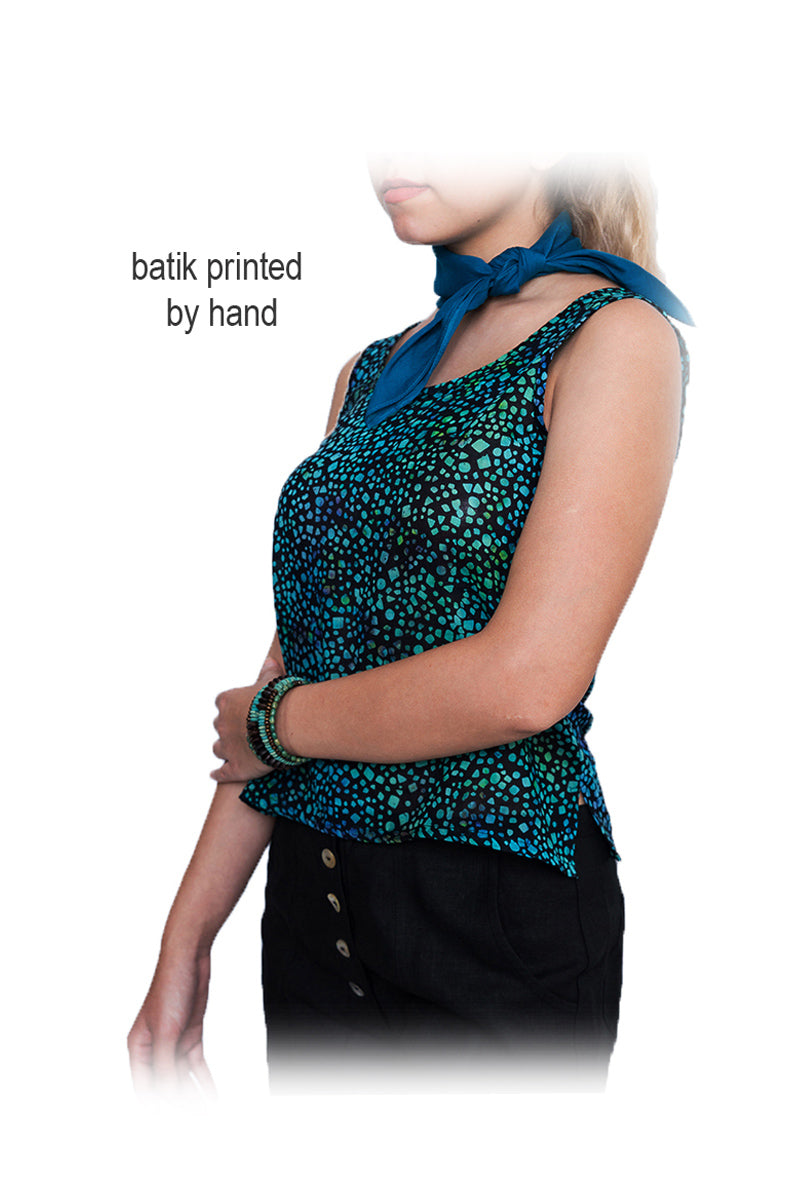 sleeveless top batik-100% cotton-
