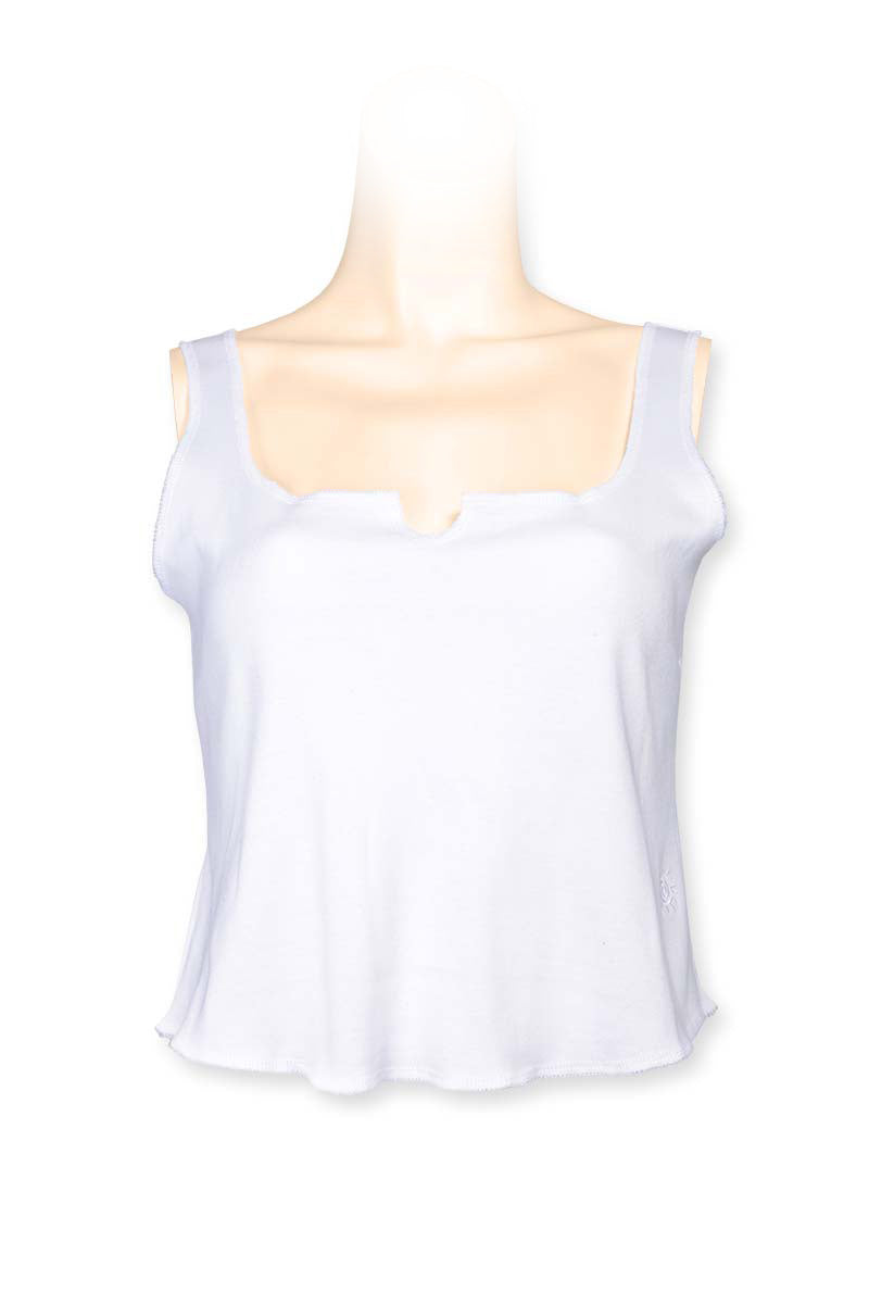 knitted singlet top light weight cotton - white
