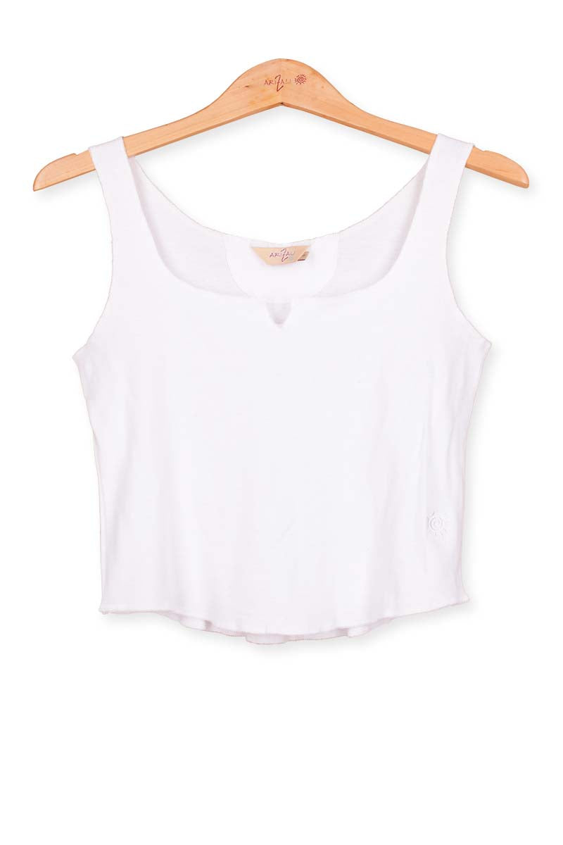 knitted singlet top light weight cotton - front view
