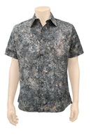 Short sleeve shirt batik- grey flowers