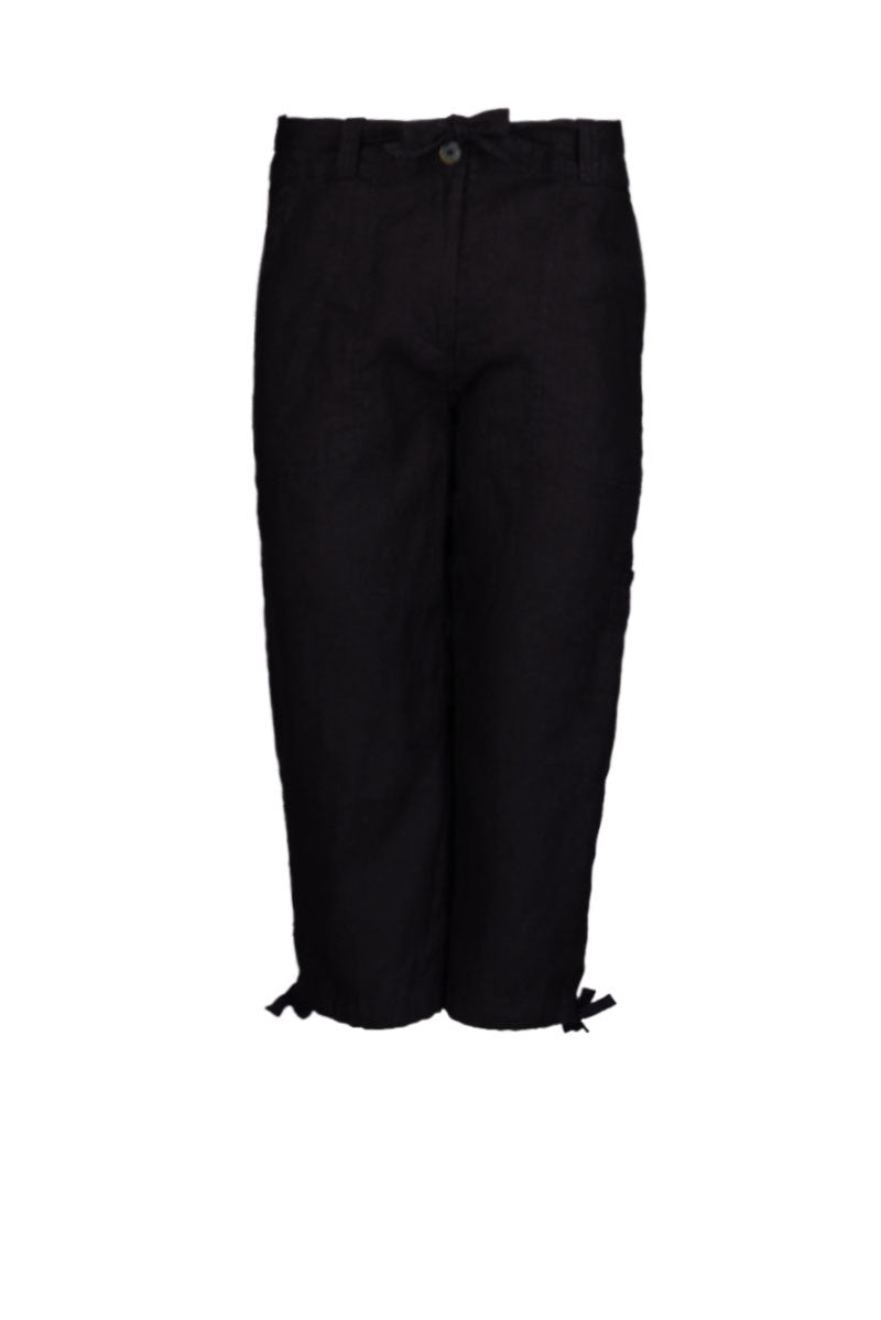 3/4 pants black, 3/4 pants black linen, lady's linen pants 3/4