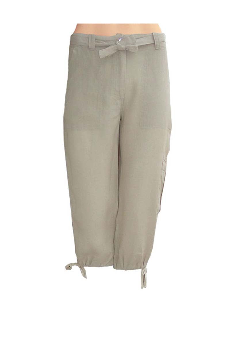 3/4 pants, cropped pants linen, lady's 3/4 pants