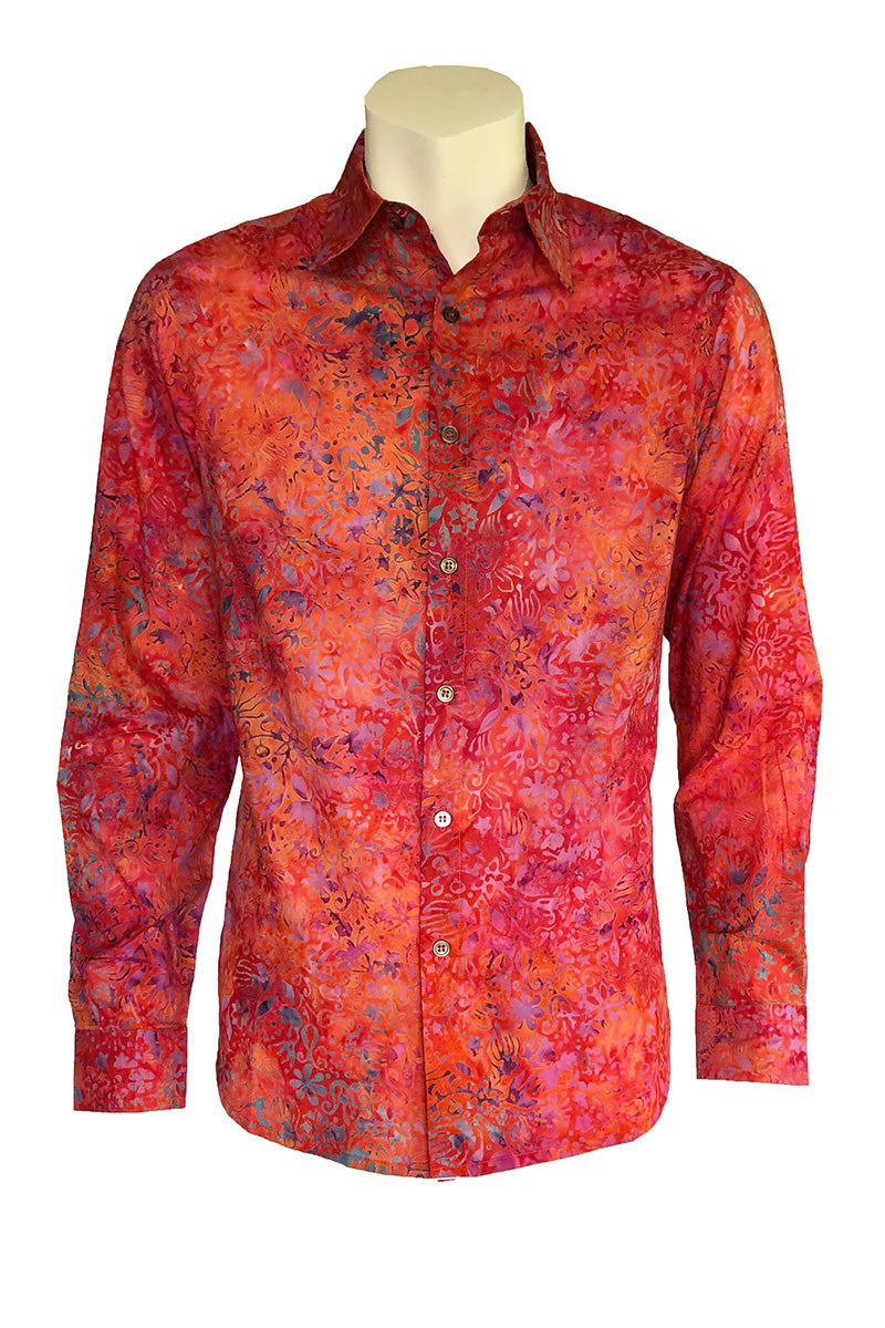 Men Shirt Batik Flower Print